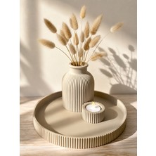 Dekoratif Vazo & Tealight Mumluk Seti - Krem