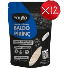 Yayla Baldo Pirinç ve Zenginleştirilmiş Pirinç Ürünü (D+B9+Fe) 250 G X12