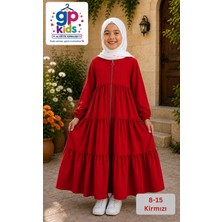 Gp  Kids  3 Kat Büzgülü Kırmızı Çocuk Ferace
