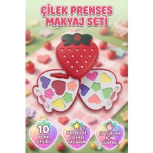 Farbu Oyuncak Çilek Şekilli 2 Katlı Çocuk Makyaj ve Güzellik 12 cm Boyutunda Eğlenceli Güzellik Oyuncak Seti