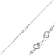 Inure Jewelry Gümüş Kalpli Sonsuzluk Bayan Bileklik
