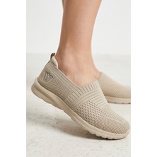 Liarca Cloudwalk Comfort Bej Rahat Günlük Yumuşak Tabanlı 4 Mevsim Trend Kadın Slip-On Sneaker Ayakkabı