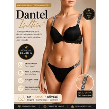Nior Lifestyle Nior Özel Tasarım Siyah Taşlı Askılı Sütyen ve Dantelli Tanga Takımı