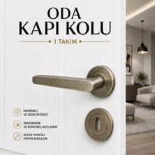 Badem10 [1 Takım] Çizme Antik Renk Yuvarlak Rozetli Oda Kapı Kolu Modern Şık Iç Kapı Kolu Sağ Sol Uyumlu