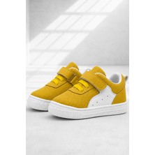 Rakerplus Pup Hakiki Deri Sarı Cırtlı Lastikli Bebek Sneaker