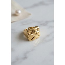 Geometrik Origami Tasarımlı Ayarlanabilir Gold Renk Yüzük