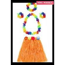 HBG Markt Luau Aloha Hawaii Kostüm Seti Etek, Kolye, Taç ve Bileklik