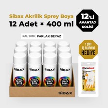 Sibax Akrilik Sprey Boya Parlak Beyaz RAL 9010 400 ml 12 Adet – İş Eldiveni Hediyeli