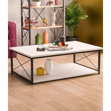 Reyo Falez Orta Sehpa Double Minimalist Beyaz