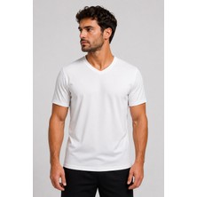 Beyome Unisex V Yaka Oversize Tişört Kadın Erkek Rahat Kesim Kısa Kollu %100 Pamuk V Yaka Tişört