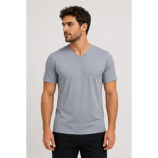 Beyome Unisex V Yaka Oversize Tişört Kadın Erkek Rahat Kesim Kısa Kollu %100 Pamuk V Yaka Tişört