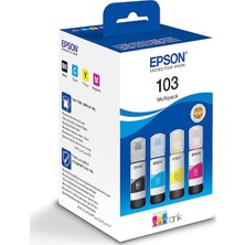 Belirtilmemiş Epson 103 Orijinal 4'lü Renkli Mürekkep Seti - L3250 L3150 L3110 L3256 L5290 L3160 Uyumlu (Siyah Mavi Kırmızı Sarı)