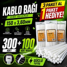 Nexo 300 Adet +100 Adet Hediye Kablo Bağı (Cırt Kelepçe) Beyaz