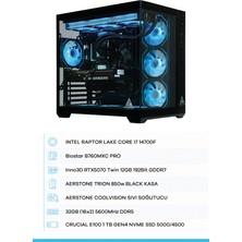 Aerstone | Trıon Black | Rtx 5070 | Intel I7-14700F | 32 GB Ddr5 Ram | 1tb SSD | Sıvı Soğutucu | Oyuncu Oem Paket