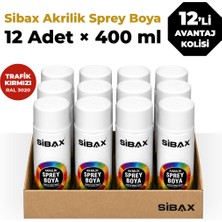 Sibax Akrilik Sprey Boya Parlak Trafik Kırmızı 12’li Paket 400 ml x 12 Adet
