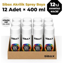 Sibax Akrilik Sprey Boya Gümüş Gri 12’li Paket - 400 ml x 12 Adet