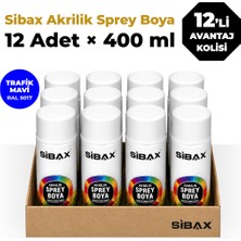 Sibax Akrilik Sprey Boya Parlak Boncuk Mavi 12’li Paket 400 ml x 12 Adet