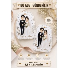 Emtory Gift 80 Adet Gelin Damat Hatıra Kartı - Tebrik Kartı - Nişan Hediye Kartı - Nikah Düğün Kına Söz
