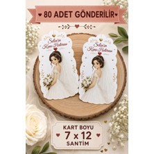 Emtory Gift 80 Adet Gelin Hatıra Kartı - Tebrik Kartı - Nişan Hediye Kartı - Nikah Düğün Kına Söz