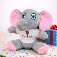 Hace Bazaar Happy Birthday Tişörtlü Peluş Oyuncak Fil
