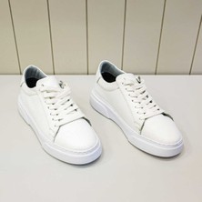 Beystil Hakiki Deri Bağcıklı Sneaker Beyaz Erkek Ayakkabı