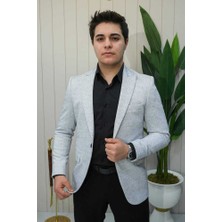 Beystil Sivri Yaka Lacivert Kırçıllı Blazer Ceket Garcia - Slim Fit