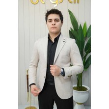 Beystil Mono Yaka Bej Ceket 336 - Slim Fit