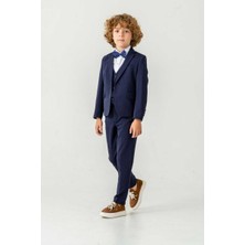 Beystil Sivri Yaka Lacivert Çocuk Takım Elbise Set -Slim Fit