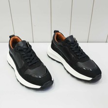 Beystil Hakiki Deri Siyah Sneaker Erkek Ayakkabı