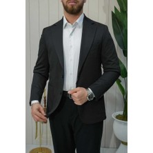 Beystil Mono Yaka Siyah Ceket 53294 - Slim Fit