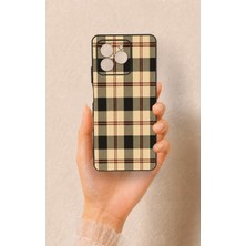 Vip Case Omix X7 Uyumlu Krem Ekose Desenli Silikon Kılıf