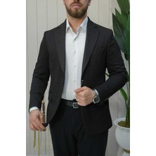 Beystil Mono Yaka Siyah Ceket 53293 - Slim Fit