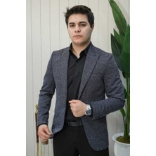 Beystil Sivri Yaka Kırçıllı Lacivert Ceket Eylül- Slim Fit