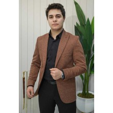 Beystil Sivri Yaka Kırçıllı Açık Kahve Ceket Eylül- Slim Fit