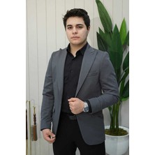 Beystil Sivri Yaka Füme Ceket Petek - Slim Fit