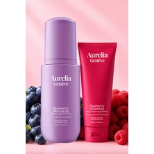 Aurelia Genève Double Berry Glass Skin Set - Nemlendirici Vegan Yüz Temizleme Köpüğü & Işıltı Kazandıran Vegan Peeling Seti