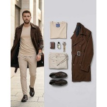 Beystil Erkek Krem Slim Fit Casual Jogger Pantolon