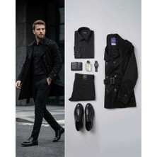 Beystil Erkek Siyah Slim Fit Keten Pantolon