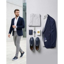 Beystil Erkek Mono Yaka Lacivert Blazer Ceket 310 - Slim Fit