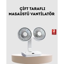 TeknoKapsül Kablosuz USB Şarjlı 720° Döner Masaüstü Fan – Çift Taraflı Serinlik ve Gece Lambası -