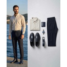 Beystil Erkek Düğmeli Yaka Taş Renk Gömlek 5656 -  Slim Fit