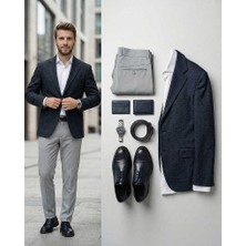 Beystil Erkek Açık Gri Slim Fit Keten Pantolon