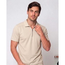 Beystil Erkek Kemik Rengi Slim Fit Yarım Fermuarlı T-Şhirt 263471