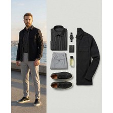 Beystil Erkek Siyah Çizgili Gömlek 2434 - Slim Fit