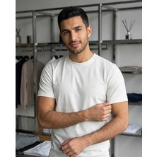 Beystil Erkek Beyaz Bisiklet Yaka T-Şhirt 243413