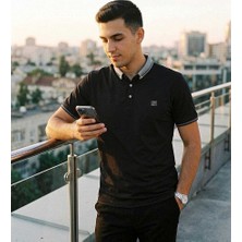 Beystil Erkek Siyah Polo Yaka Logo Detaylı T-Şhirt 263467