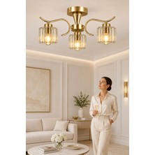 Esslight Miliç 3 Lü Eskitme Kristal Taşlı Salon Mutfak Yatak Odası Avize
