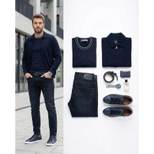 Beystil Erkek Lacivert Slim Fit Denim Kot Pantolon 485