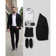 Beystil Erkek Mono Yaka Siyah Blazer Ceket 310 - Slim Fit
