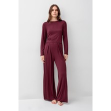 Artış Collection Uzun Kollu Crop Bol Paça Esnek Likralı Viskoz Soft Pijama Takım 18210